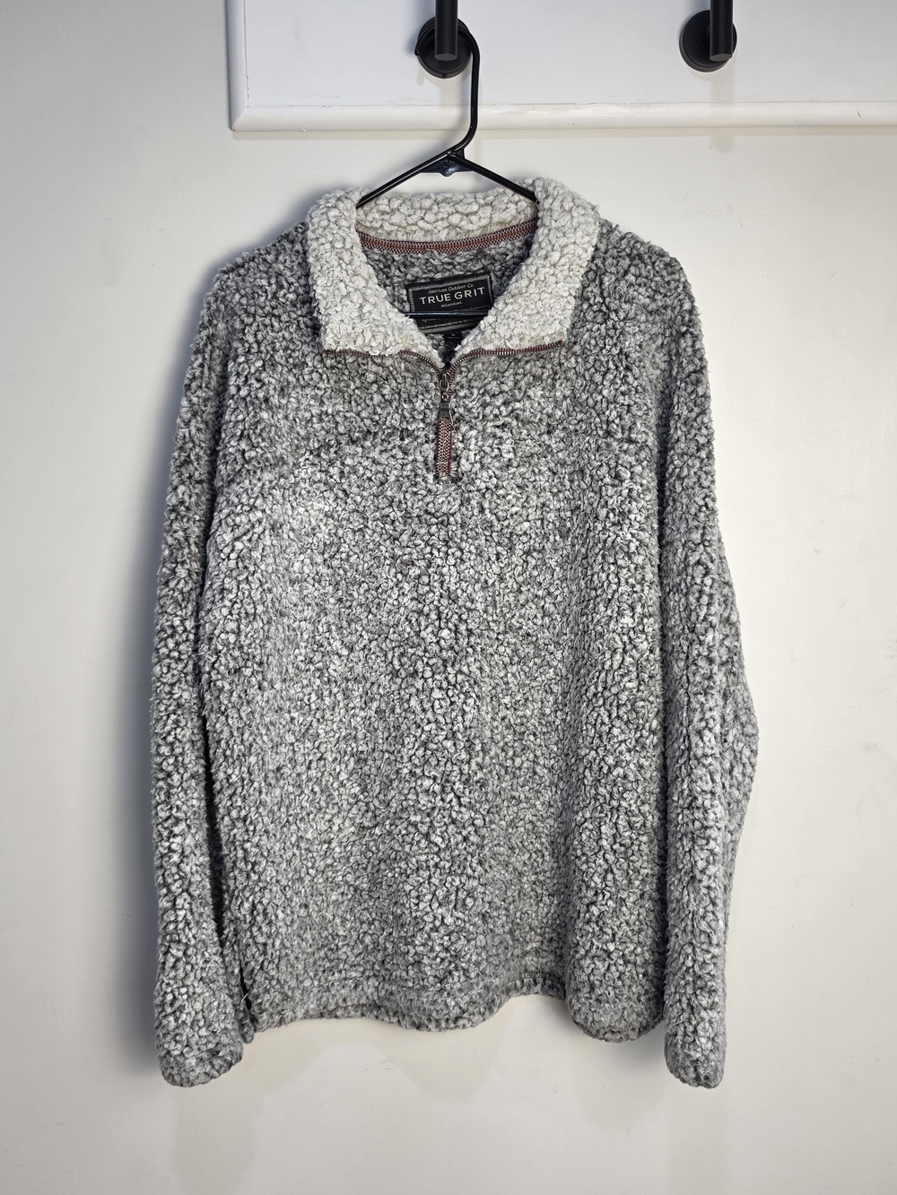True Grit Men's Gray Sherpa Quarter-Zip Pullover